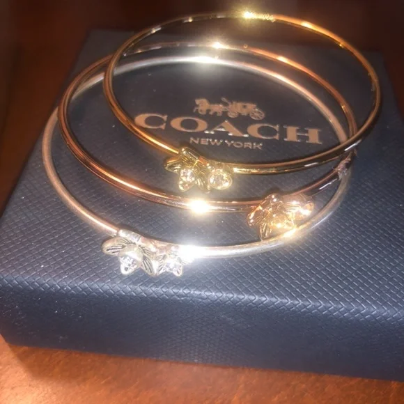 Coach Wildflower 3 Piece Bangle Set Pave -New with Box - Picture 2 of 6